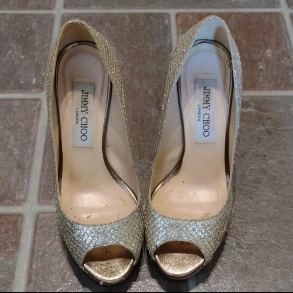 JIMMY CHOO sparking glittering platform pump heels size 35